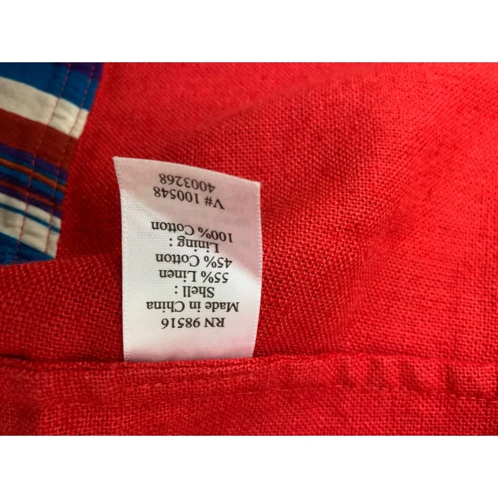Coldwater Creek Women's Red‎ Linen Blend 10 Short Sleeve Button Jacket